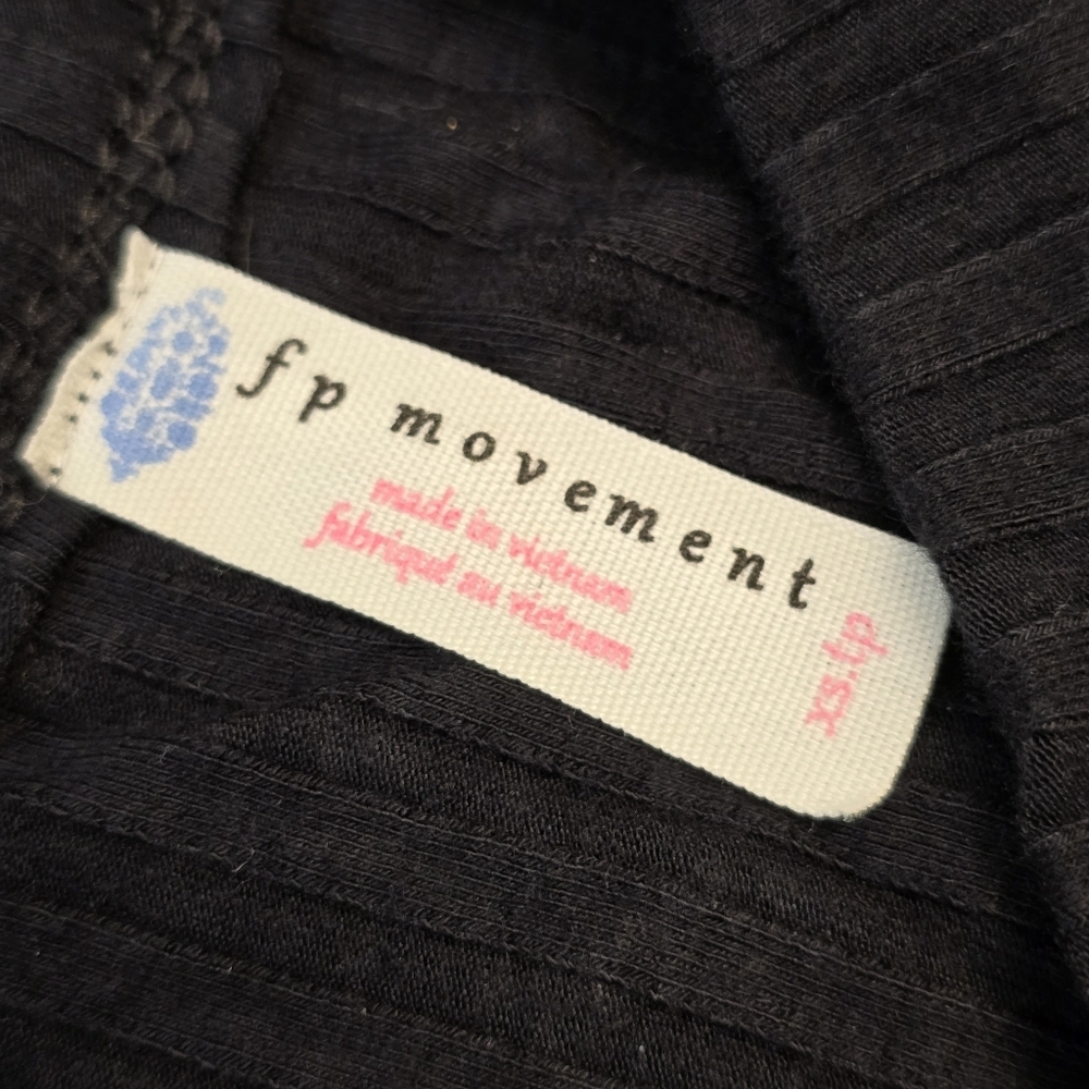 {XS} Free People Movement "Blissed Out" Ribbed Racerback Tank Top Black - Picture 6 of 8